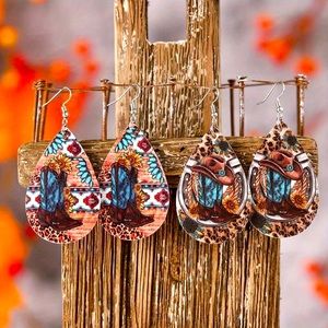 Southern Charm Tribal Earrings Cowboy Boots Flowers Dangle Ear Jewelry